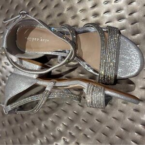 Copper Key silver sparkle sandals girls size 3